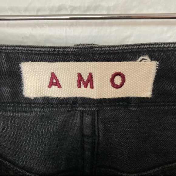 AMO Chloe Crop with Piping Black Natural Wash Jeans, Size 25 - Picture 6 of 10